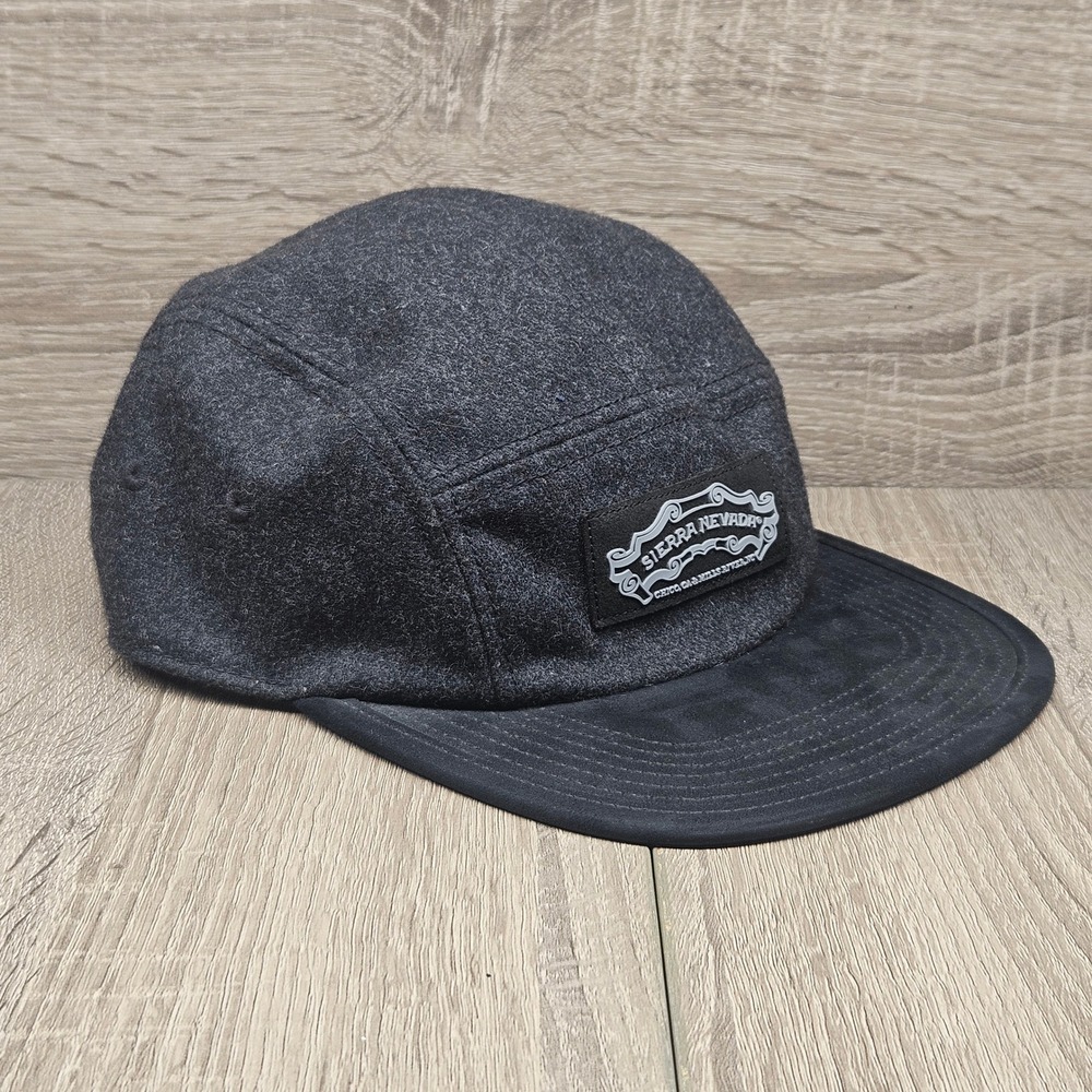 Sierra Nevada Brewing Rove Supply Wool 5 Panel Camper Hat Gray Black Strapback